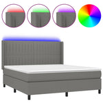 Sötétszürke szövet rugós és LED-es ágy matraccal 180 x 200 cm 2