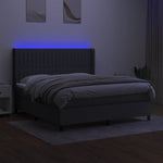 Sötétszürke szövet rugós és LED-es ágy matraccal 180 x 200 cm 3