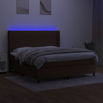 Barna szövet rugós és LED-es ágy matraccal 180 x 200 cm 3