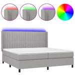 Világosszürke szövet rugós és LED-es ágy matraccal 200x200 cm 2