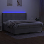 Világosszürke szövet rugós és LED-es ágy matraccal 200x200 cm 3