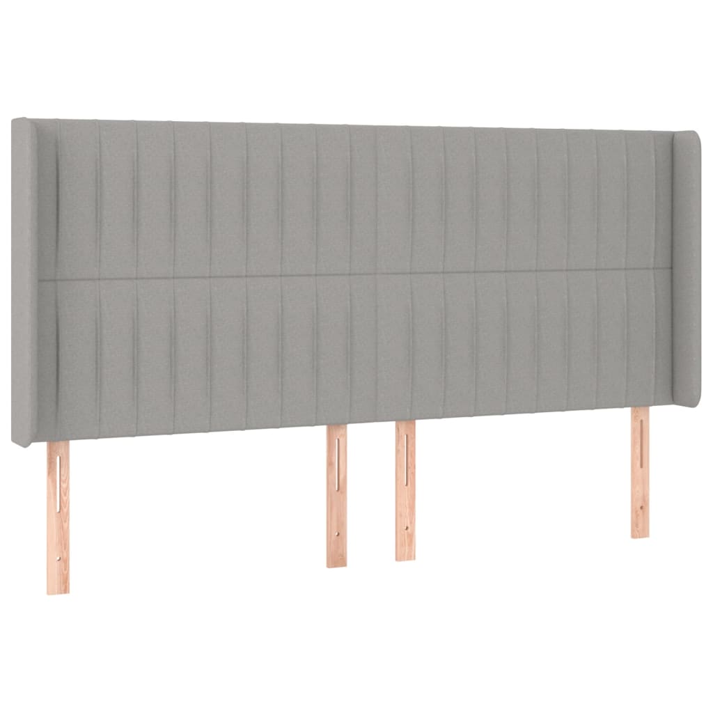 Világosszürke szövet rugós és LED-es ágy matraccal 200x200 cm 7