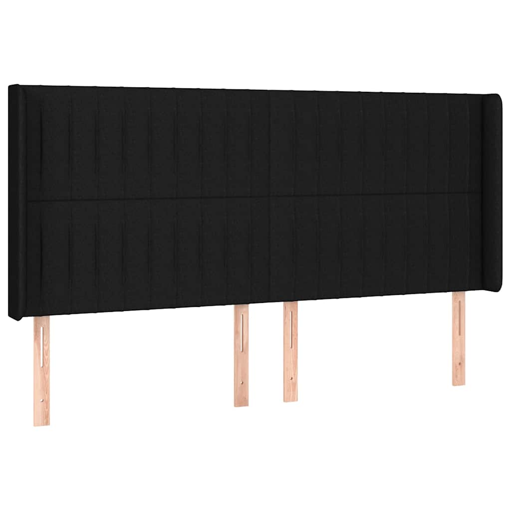 Fekete szövet rugós és LED-es ágy matraccal 200x200 cm 7