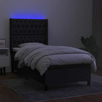 Fekete szövet rugós és LED-es ágy matraccal 80 x 200 cm 3