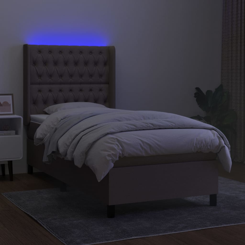 Tópszínű szövet rugós és LED-es ágy matraccal 80 x 200 cm 3