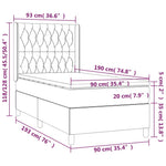 Barna szövet rugós és LED-es ágy matraccal 90x190 cm 8
