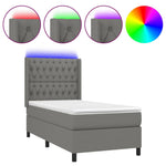 Sötétszürke szövet rugós és LED-es ágy matraccal 100x200 cm 2