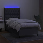 Sötétszürke szövet rugós és LED-es ágy matraccal 100x200 cm 3