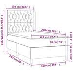Sötétszürke szövet rugós és LED-es ágy matraccal 100x200 cm 8