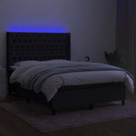 Fekete szövet rugós és LED-es ágy matraccal 140x190 cm 3