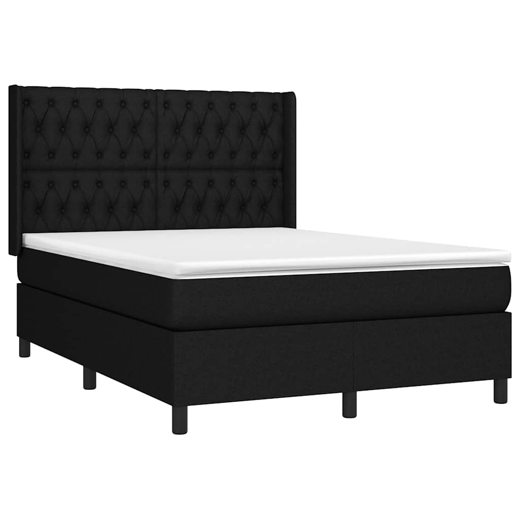 Fekete szövet rugós és LED-es ágy matraccal 140x190 cm 4