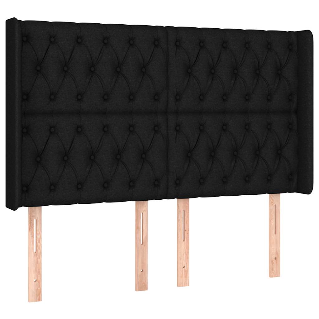 Fekete szövet rugós és LED-es ágy matraccal 140x190 cm 7