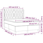 Tópszínű szövet rugós és LED-es ágy matraccal 140x190cm 8