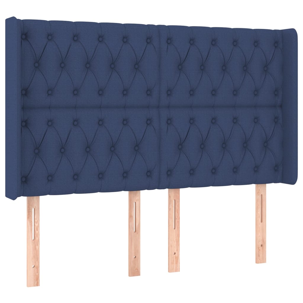 Kék szövet rugós és LED-es ágy matraccal 140x190 cm 7