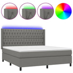 Sötétszürke szövet rugós és LED-es ágy matraccal 180 x 200 cm 2