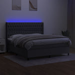 Sötétszürke szövet rugós és LED-es ágy matraccal 180 x 200 cm 3
