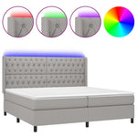 Világosszürke szövet rugós és LED-es ágy matraccal 200x200 cm 2