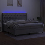Világosszürke szövet rugós és LED-es ágy matraccal 200x200 cm 3
