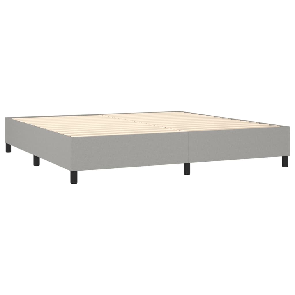 Világosszürke szövet rugós és LED-es ágy matraccal 200x200 cm 5