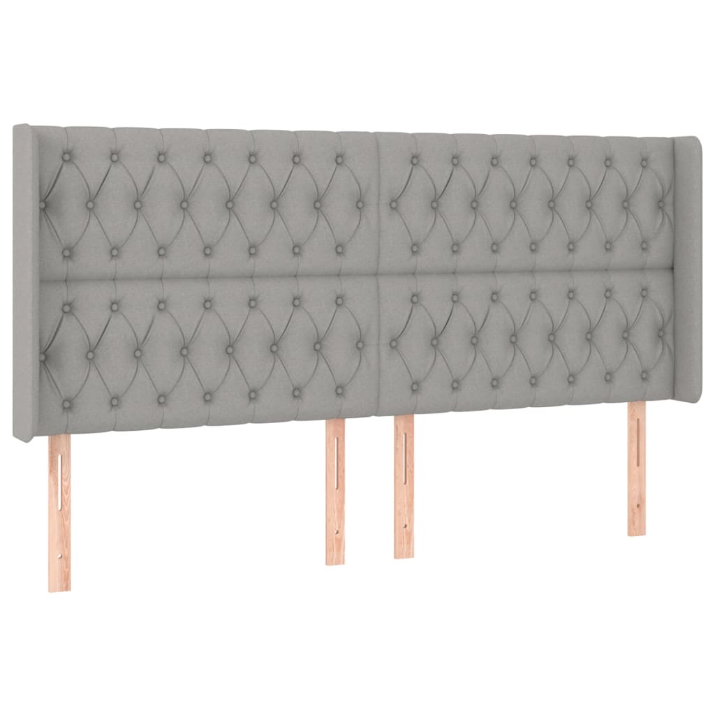 Világosszürke szövet rugós és LED-es ágy matraccal 200x200 cm 7