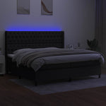 Fekete szövet rugós és LED-es ágy matraccal 200x200 cm 3