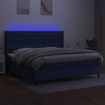 Kék szövet rugós és LED-es ágy matraccal 200 x 200 cm 3