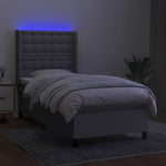 Világosszürke szövet rugós és LED-es ágy matraccal 100x200 cm 3