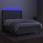 Világosszürke szövet rugós és LED-es ágy matraccal 140x190 cm 3