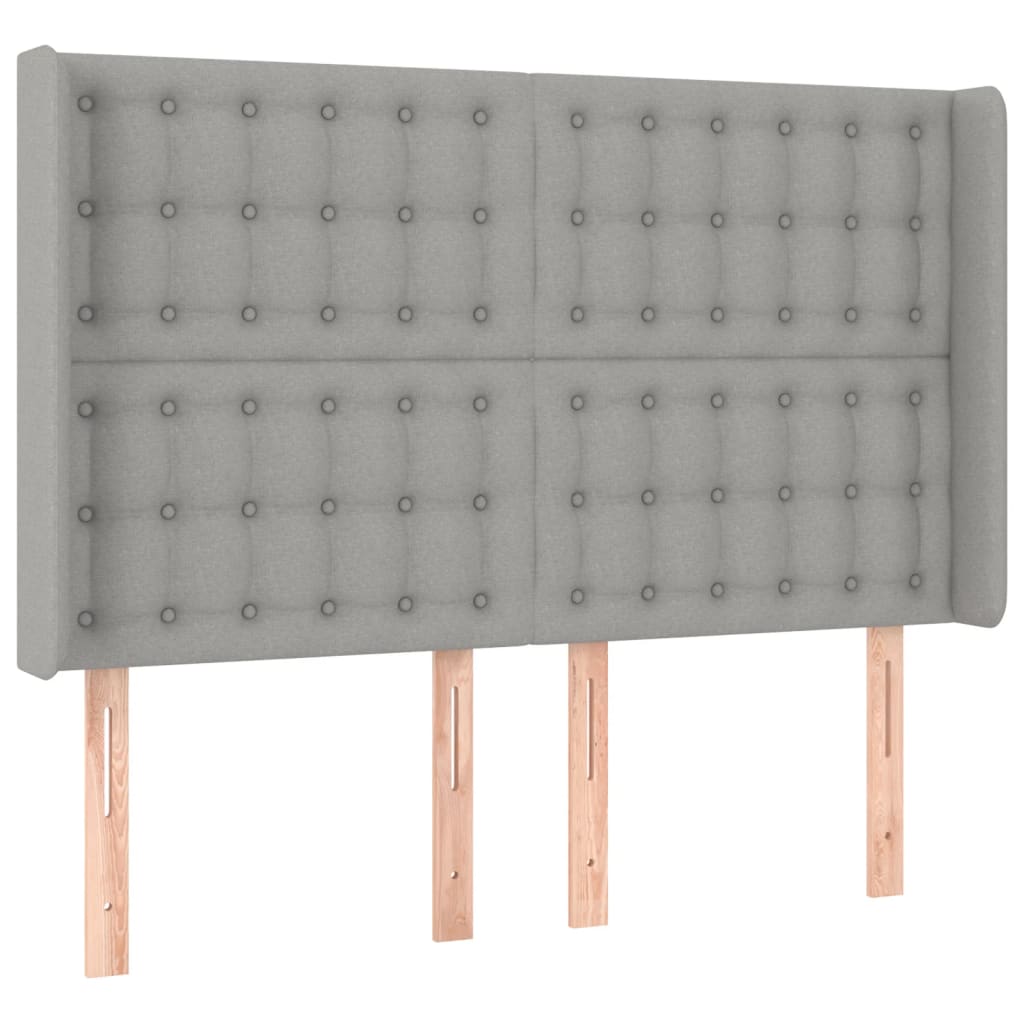 Világosszürke szövet rugós és LED-es ágy matraccal 140x190 cm 7
