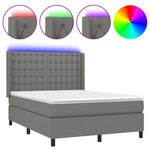 Sötétszürke szövet rugós és LED-es ágy matraccal 140x190 cm 2