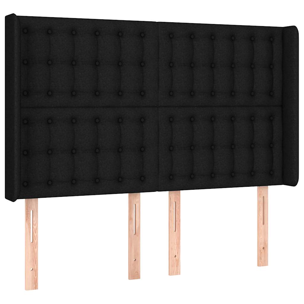 Fekete szövet rugós és LED-es ágy matraccal 140x200 cm 7