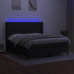 Fekete szövet rugós és LED-es ágy matraccal 160x200 cm 3