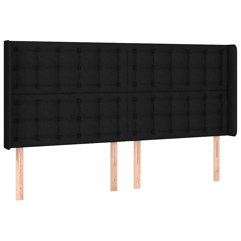 Fekete szövet rugós és LED-es ágy matraccal 160x200 cm 7