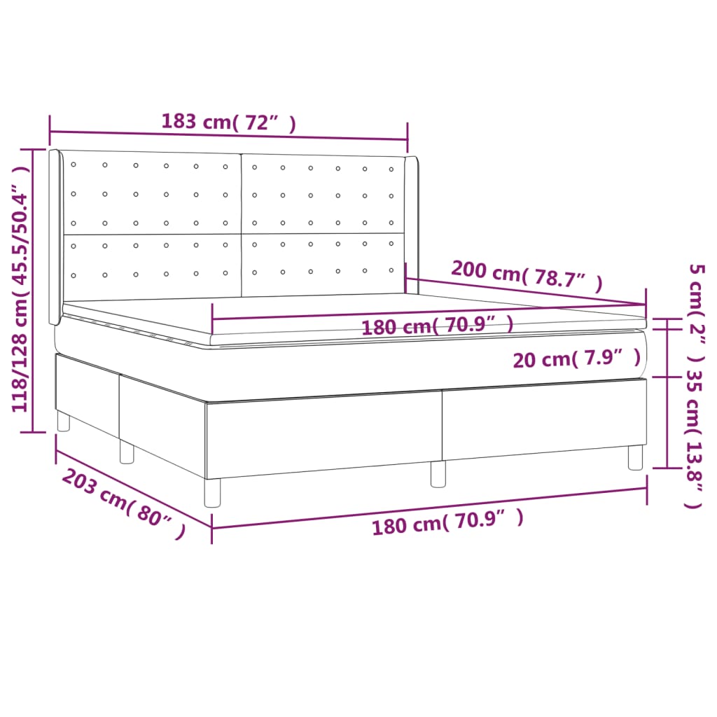 Világosszürke szövet rugós és LED-es ágy matraccal 160x200 cm 8