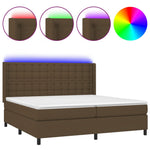 Barna szövet rugós és LED-es ágy matraccal 200x200 cm 2