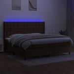 Barna szövet rugós és LED-es ágy matraccal 200x200 cm 3