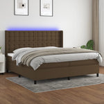 Barna szövet rugós és LED-es ágy matraccal 200x200 cm