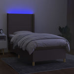 Tópszínű szövet rugós és LED-es ágy matraccal 90x190 cm 3
