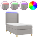 Világosszürke szövet rugós és LED-es ágy matraccal 90x200 cm 2