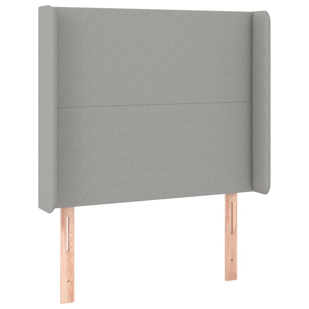Világosszürke szövet rugós és LED-es ágy matraccal 90x200 cm 7