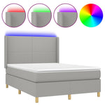 Világosszürke szövet rugós és LED-es ágy matraccal 140x190 cm 2