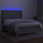 Világosszürke szövet rugós és LED-es ágy matraccal 140x190 cm 3