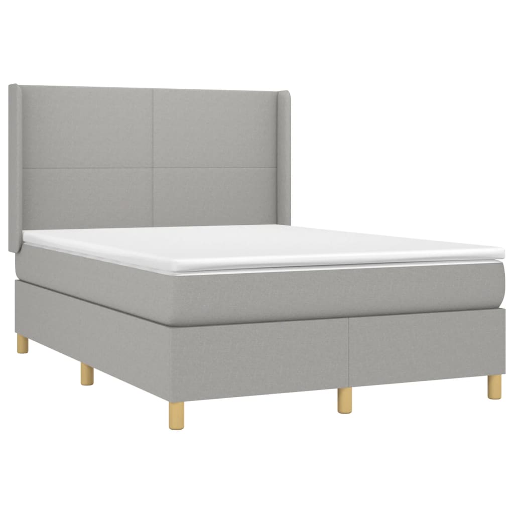 Világosszürke szövet rugós és LED-es ágy matraccal 140x190 cm 4