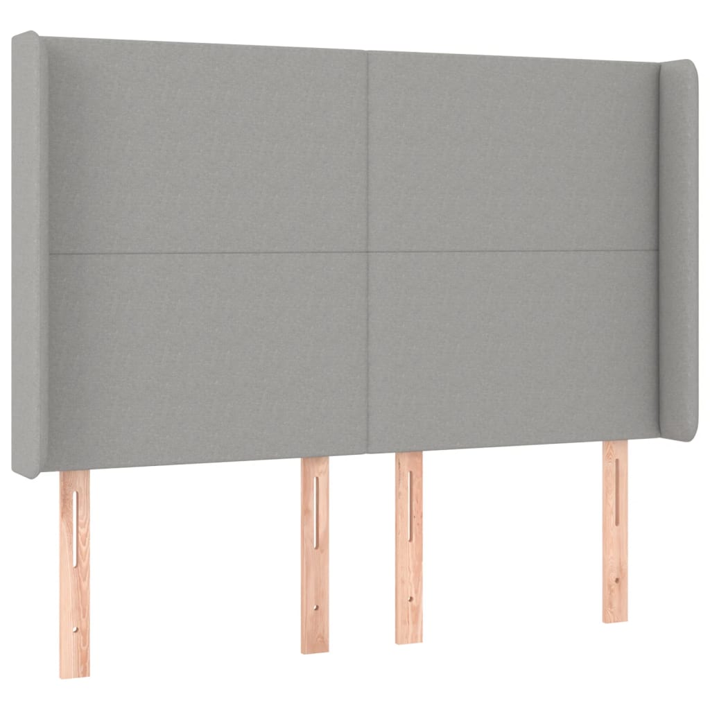 Világosszürke szövet rugós és LED-es ágy matraccal 140x190 cm 7