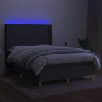 Sötétszürke szövet rugós és LED-es ágy matraccal 140x190 cm 3
