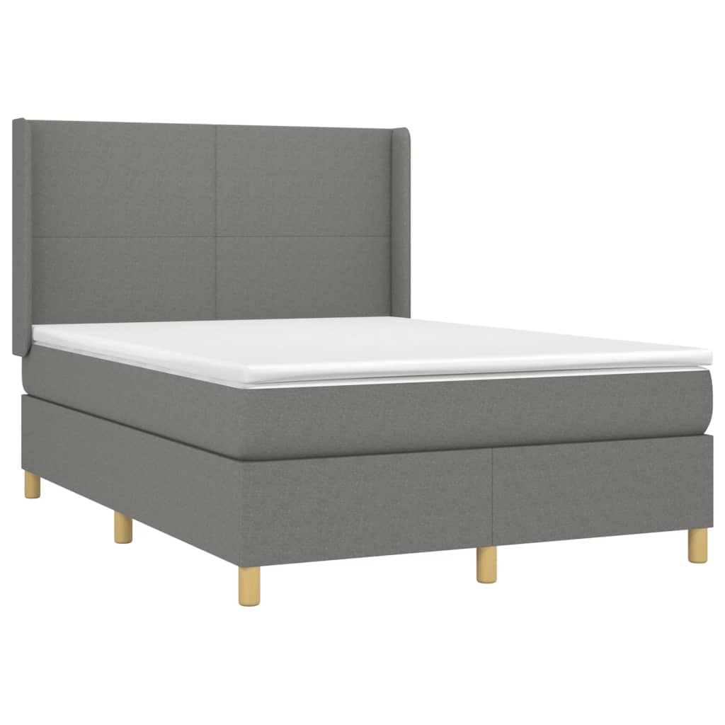 Sötétszürke szövet rugós és LED-es ágy matraccal 140x190 cm 4