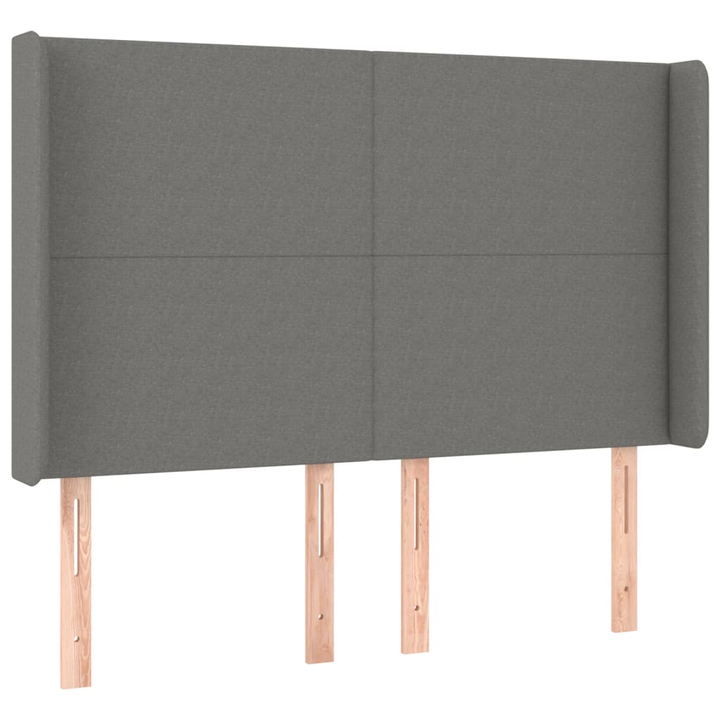 Sötétszürke szövet rugós és LED-es ágy matraccal 140x190 cm 7
