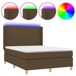 Barna szövet rugós és LED-es ágy matraccal 140x190 cm 2