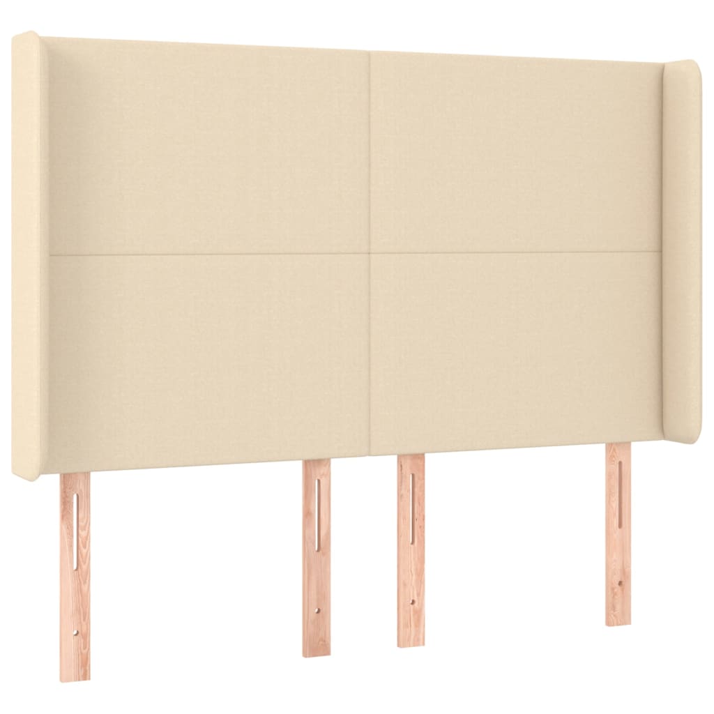 Krémszínű szövet rugós és LED-es ágy matraccal 140x190cm 7