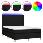 Fekete szövet rugós és LED-es ágy matraccal 140x200 cm 2